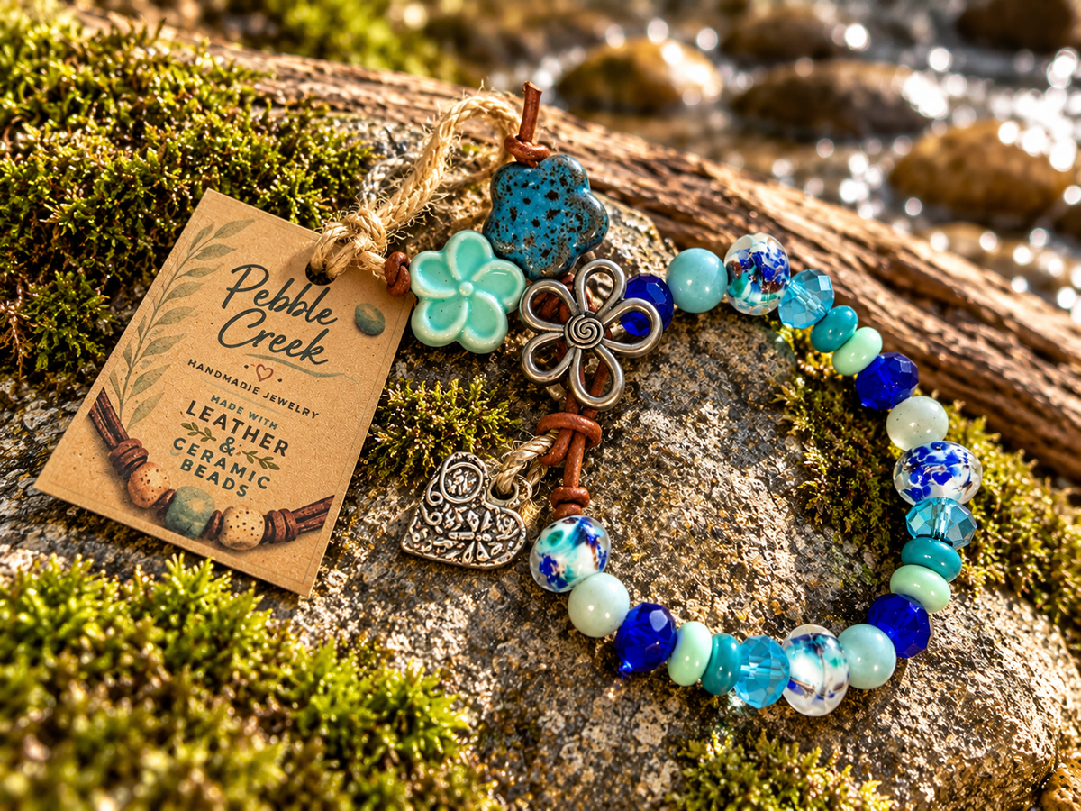 Hand Beaded Glass and Ceramic Bracelets