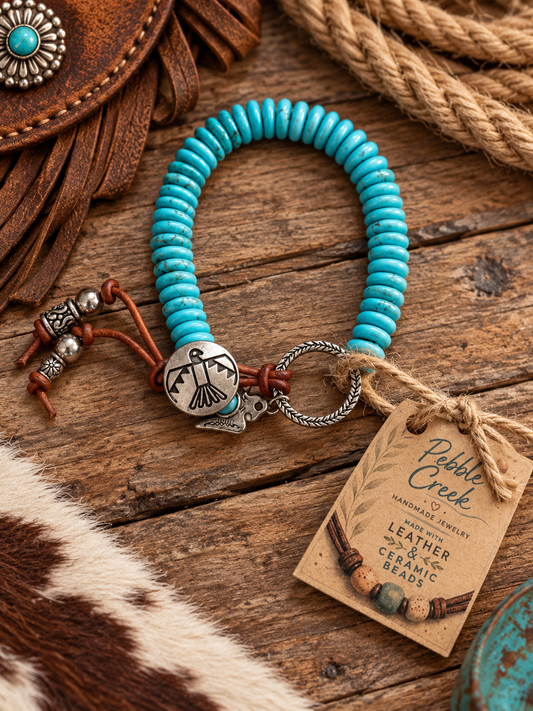 Genuine turquoise western style bracelet